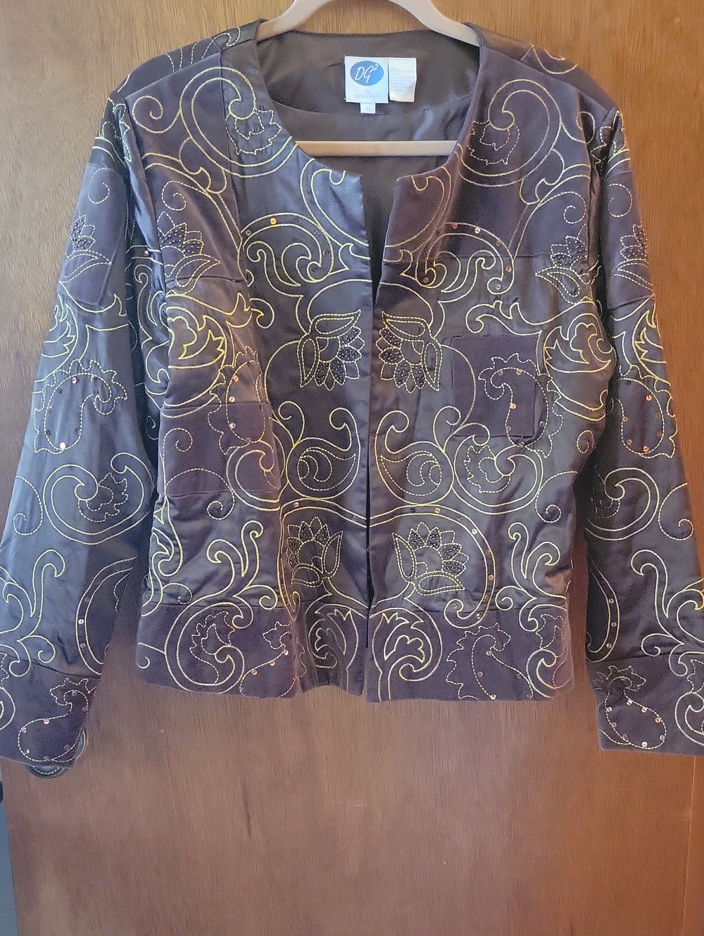 Diane Gilman Brown Jacket with Gold Embroidery